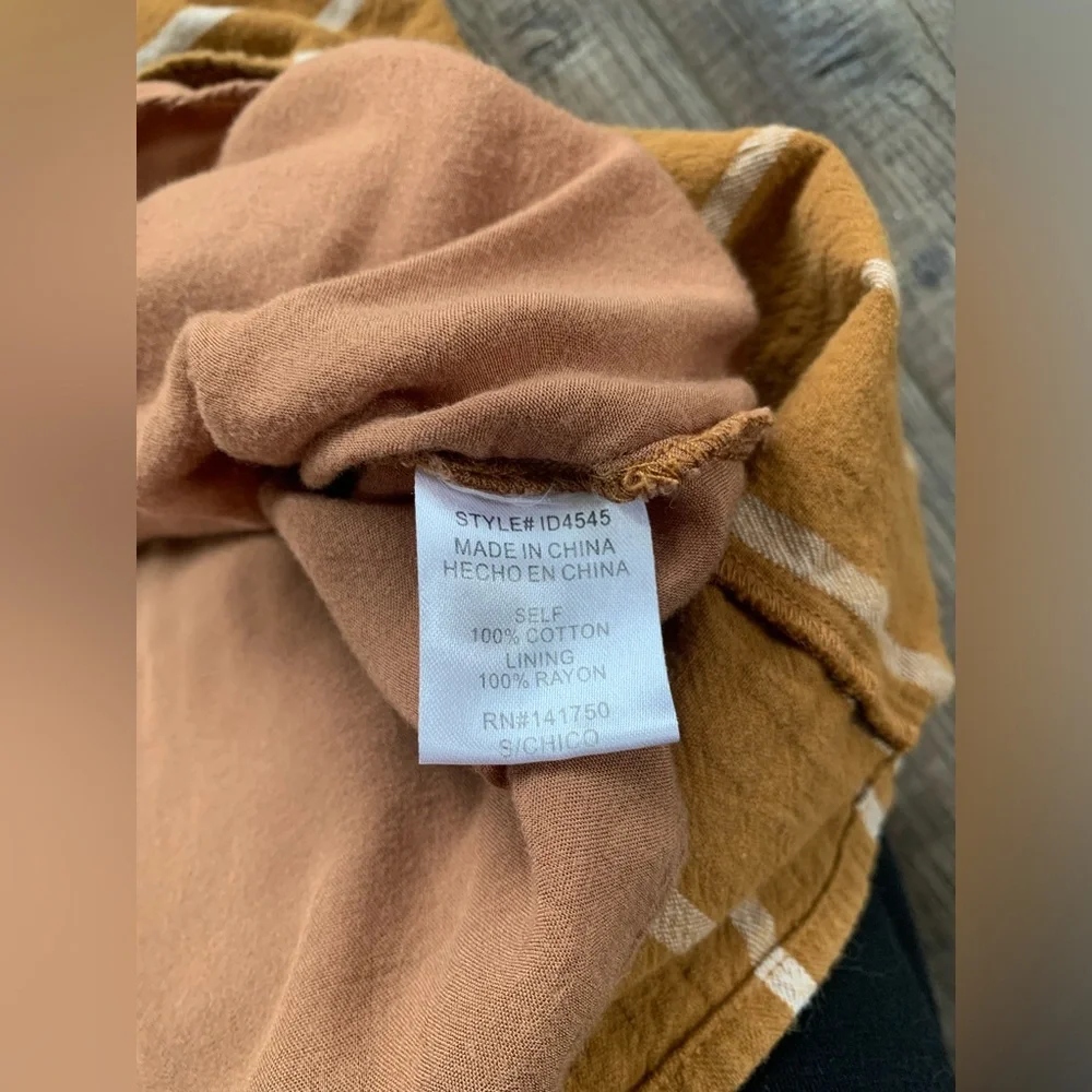 ✨SOLD✨Roolee Cotton Mustard Yellow/Striped 3/4 Sleeve Dress with Pockets Small - Picture 3 of 12